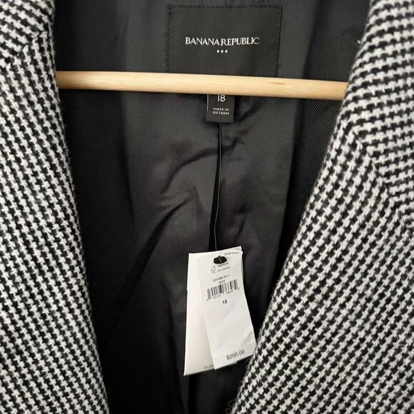 BANANA REPUBLIC | NWT Wool Blend Houndstooth Blazer Jacket Black White | Size 18 - Picture 8 of 11